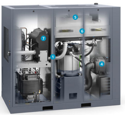 Atlas Screw Air Compressor GA75VSD+ FF 75kw สร้างในเครื่องแห้ง